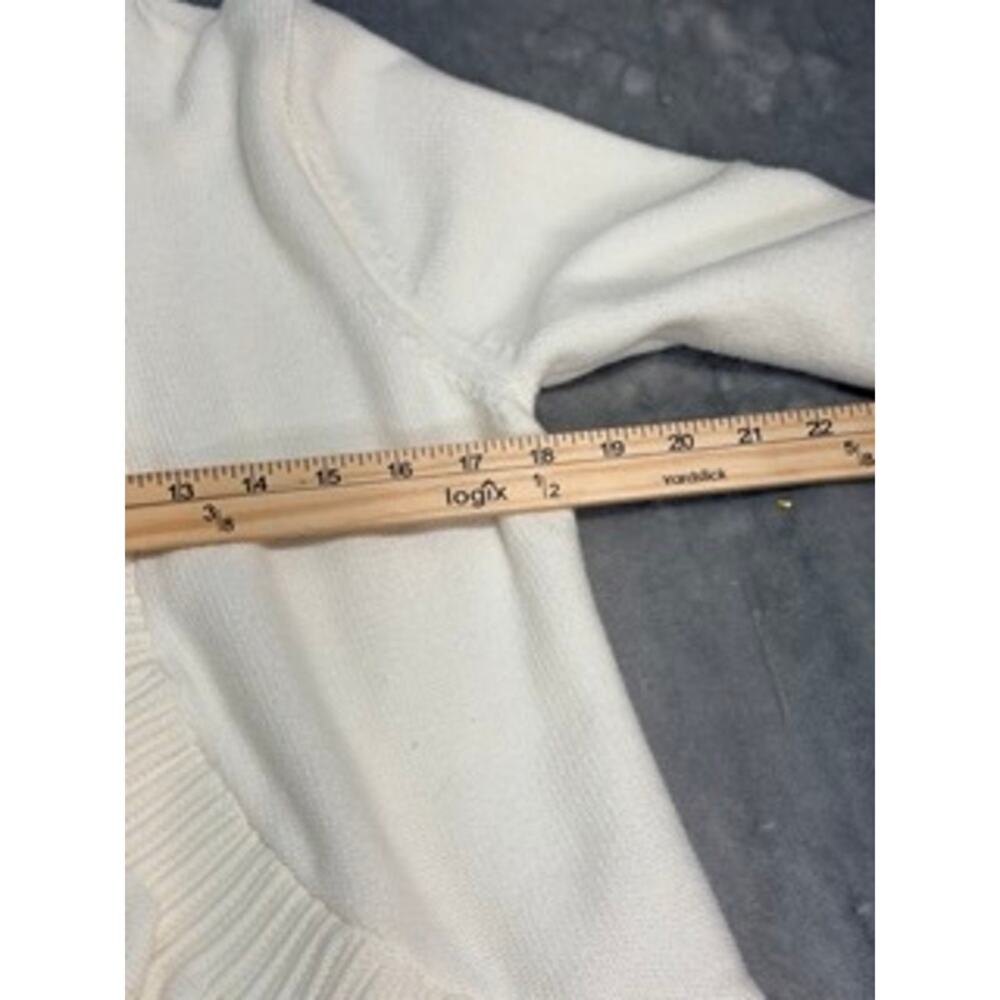 Ruby Rd Ivory Ruffle Trim Open Front Cardigan Sweater - Picture 5 of 6